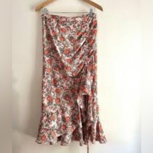 NWT left side rushed slit, Spring summer skirt size L MAX studios - Picture 1 of 4